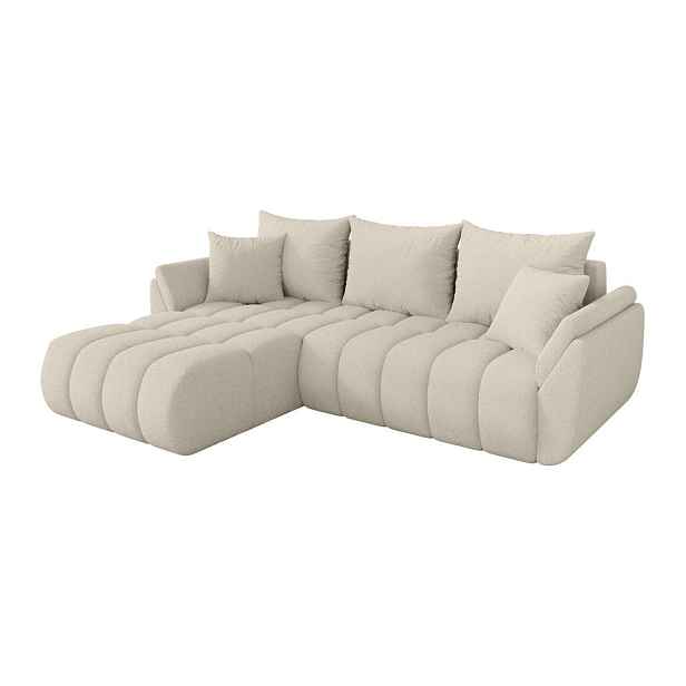 ALTDECOR ROHOVÁ SEDAČKA s funkcí spaní, otoman vlevo TOKO-L-v1 277x194x86 béžová bouclé