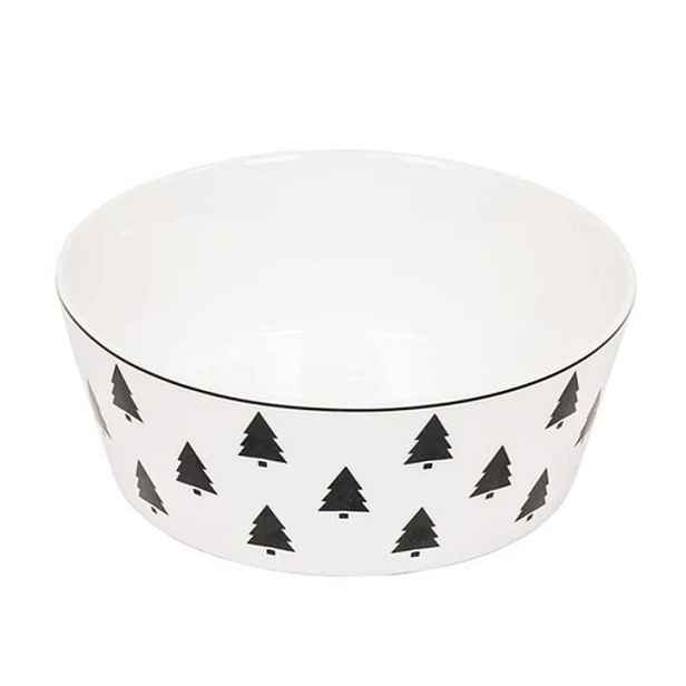 Krémová porcelánová salátová miska se stromky X-Mas Tree - Ø 17,5*6,5 cm Housevitamin