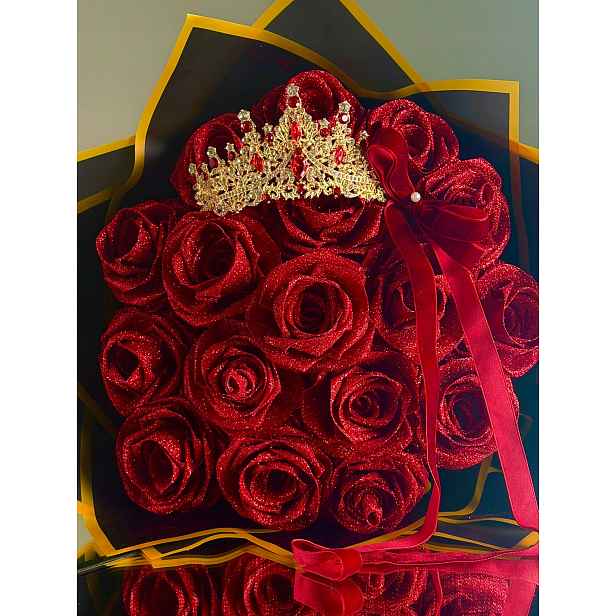 Kytice Růží Věčné růže Handmade Trvalý Dárek Tiára Diadem 17ks