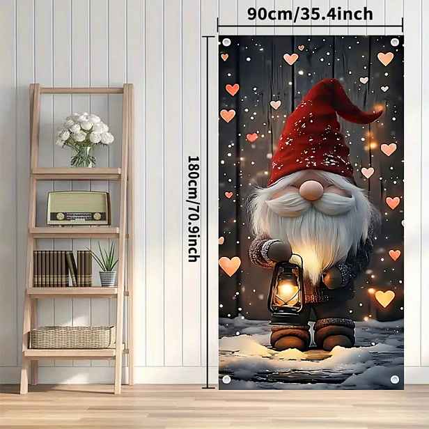 TEMU 2D banner na dveře 1 ks, 35,4 x 70,8 palců (90 x 180 cm), Veselé Vánoce, vánoční závěs na dveře s roztomilým vzorem vánočního , materiál, vhodný