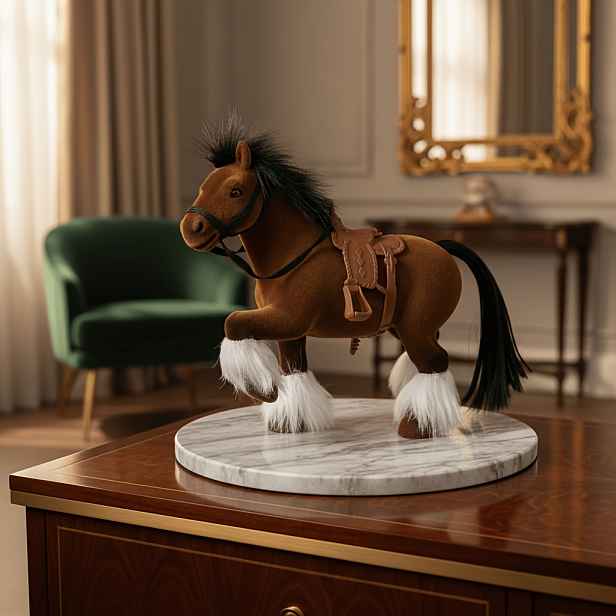 TEMU Ozdoba Horse s Plyšovým Povrchem, Celotělové Plyšování s Dopňkem z Umělé Kůže, Vícefázové Zpracování, Detailní Design, Ideální pro Domácí