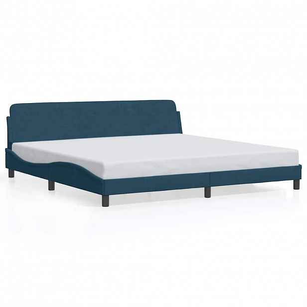 vidaXL Rám postele Dover modrý 200 x 200 cm samet