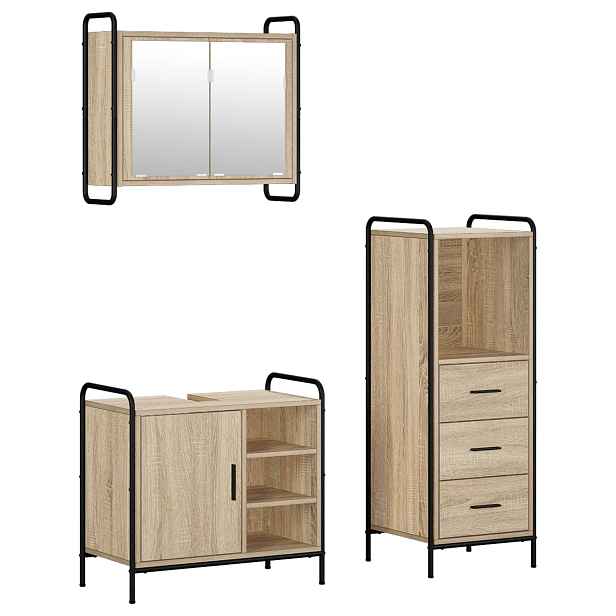 vidaXL Sada koupelnových skříněk 3 ks Dub sonoma 40 x 36 x 109,5 cm