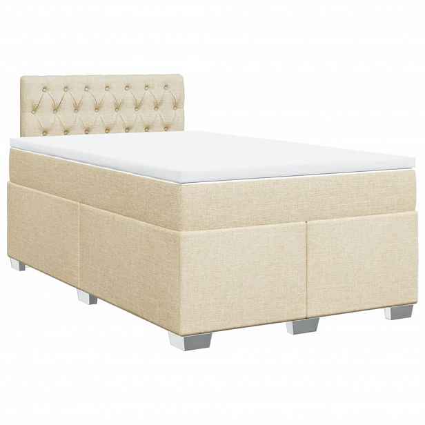 vidaXL Box spring postel s matrací krémová 120x200 cm textil