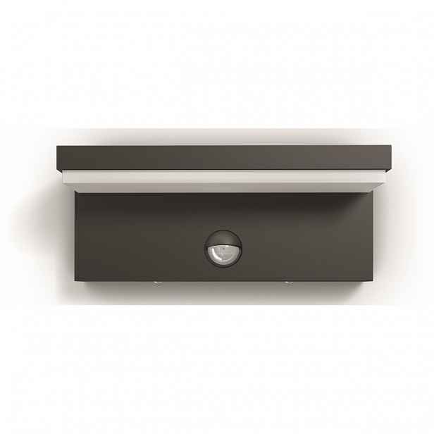 Philips 16484/93/P3 Bustan Venkovní nástěnné LED svítidlo s čidlem 22 cm, antracit