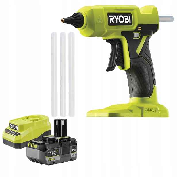 Pistole Na Lepení Lepidla Za Tepla Ryobi RGLU18-0 200°C 11 mm Nabíječka 5 Ah