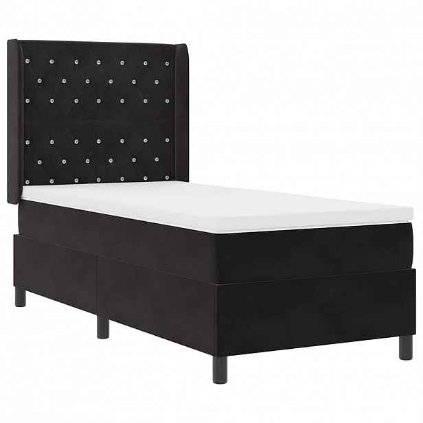 vidaXL Postel s boxspringem s matrací s LED Černá 90 x 190 cm samet