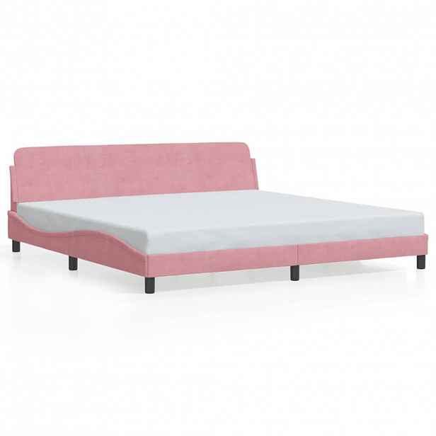 vidaXL Rám postele Dover růžový 200x200 cm samet