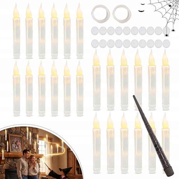 24 Plovoucích Led Svíček S Hůlkou, Závěsné Okenní Svíčky Na Halloween