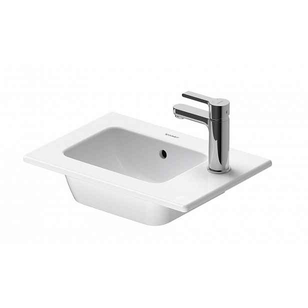 Duravit ME by Starck - Umývátko 43x30 cm, s přepadem, otvor pro baterii vpravo, DuraShield, bílá 072343AA00