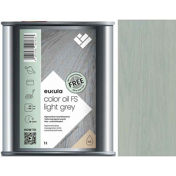 Eukula Color Oil Fs Light Grey Světle šedý 1L olej na dřevo