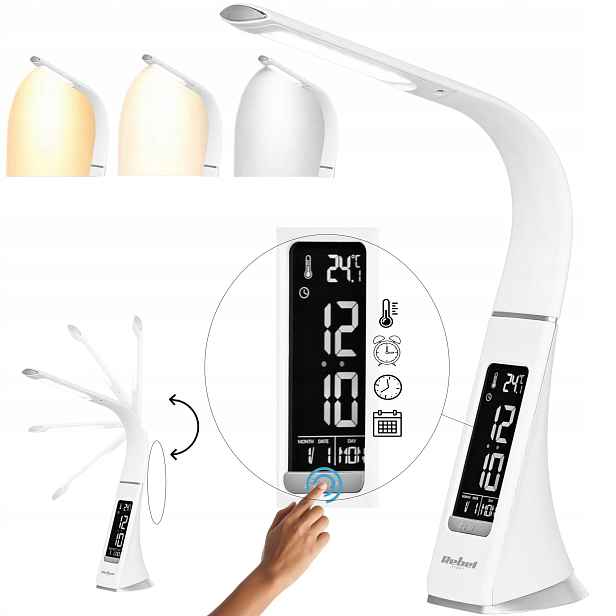 Led stolní lampa noční regulace budík LCD 7W Usb Rebel