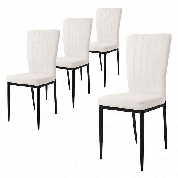 ML-DESIGN JÍDELNÍ ŽIDLE, sada 4 ks, bílý samet