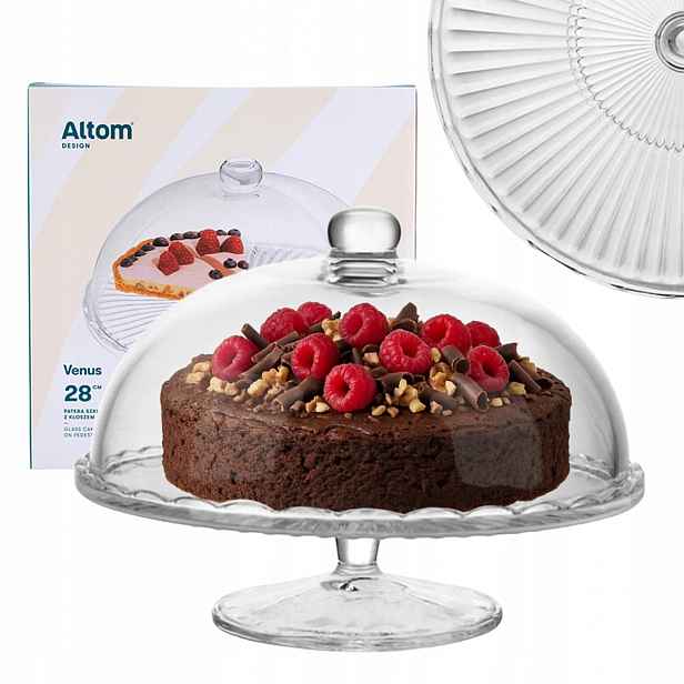 Podnos skleněná s víkem na dort dort Altom Design Venus 28 cm