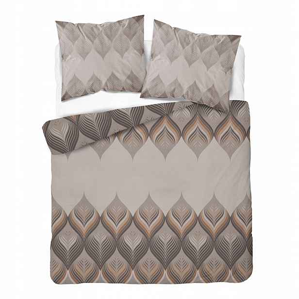 Povlečení flanelové zimní teplé 200x220 6035a béžová geometrie