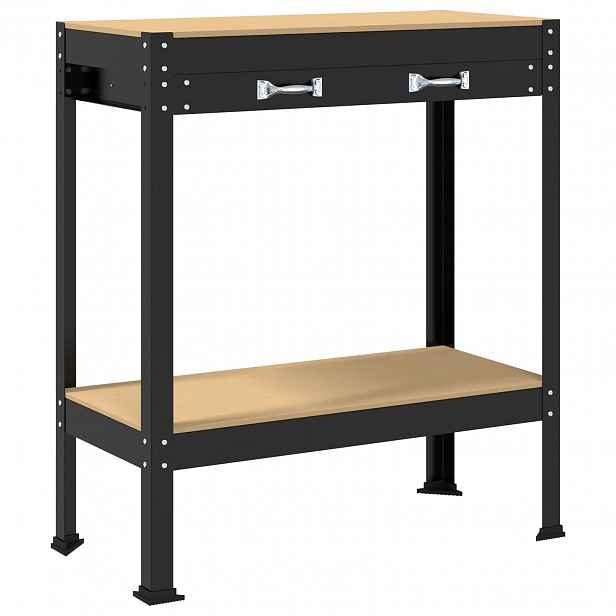 vidaXL Pracovní stůl Černý 80 x 40 x 91 cm Skládané dřevo a kov