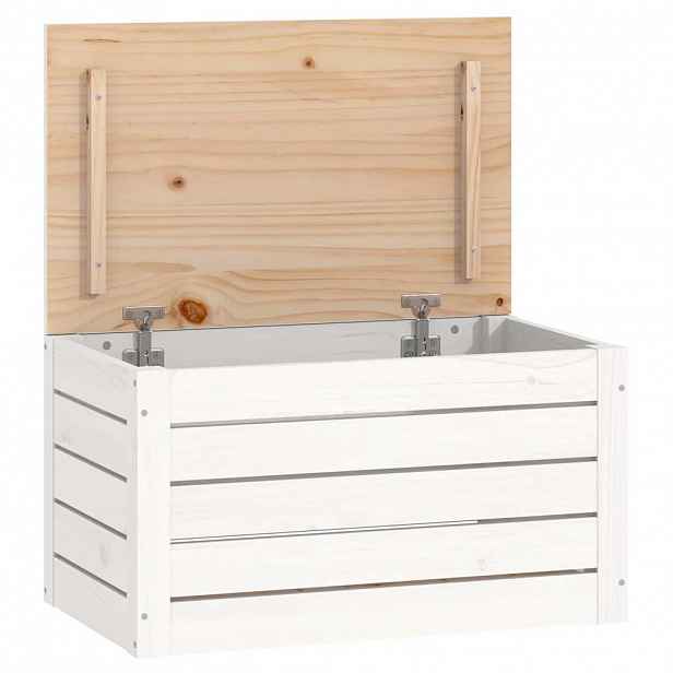 vidaXL Úložný box bílý 59,5 x 36,5 x 33 cm masivní borové dřevo