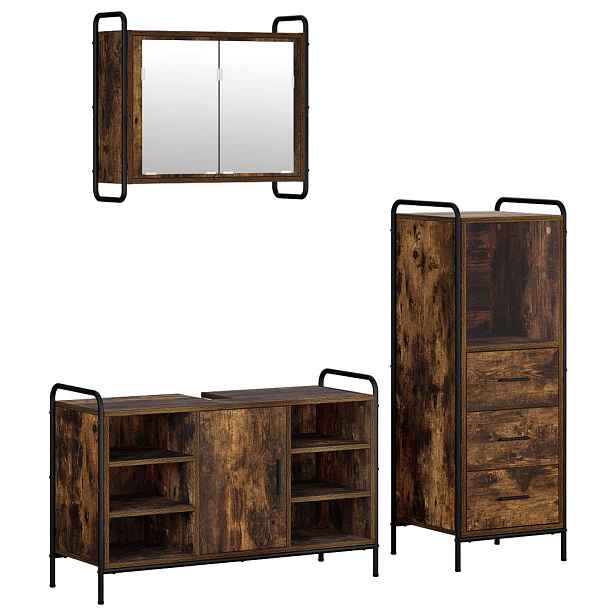 vidaXL Sada koupelnových skříněk 3 ks Kouřový dub 40 x 36 x 109,5 cm