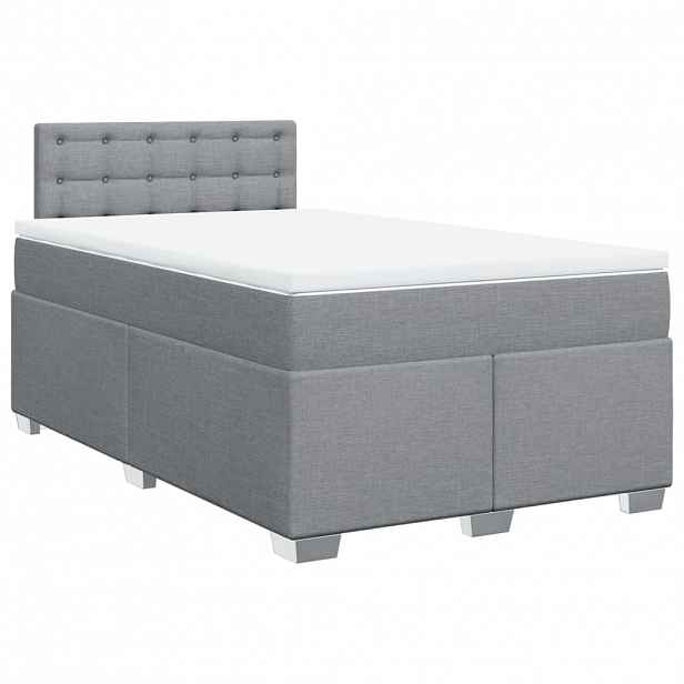 vidaXL Box spring postel s matrací světle šedá 120 x 200 cm textil