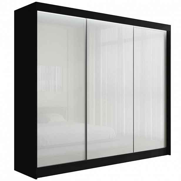 ALTDECOR ŠATNÍ SKŘÍŇ PEKA s LED – 250 cm – černá|bílá