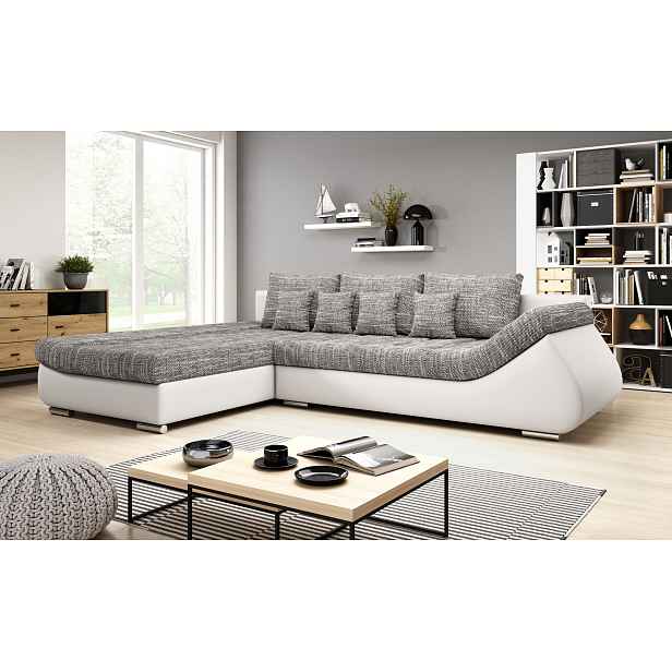 Designová rozkládací sedačka ORINA - bílá / šedá, levý roh