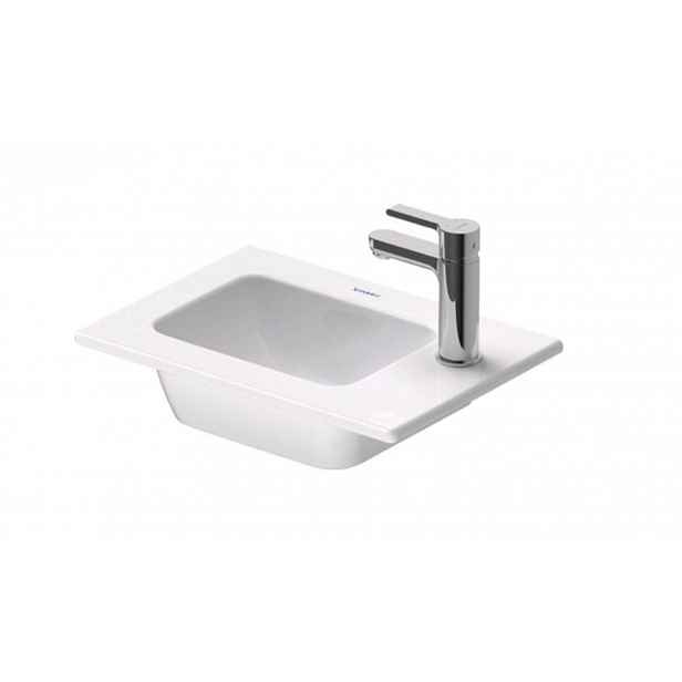 Duravit ME by Starck - Umývátko 43x30 cm, bez přepadu, otvor pro baterii vpravo, DuraShield, bílá 072343AA41