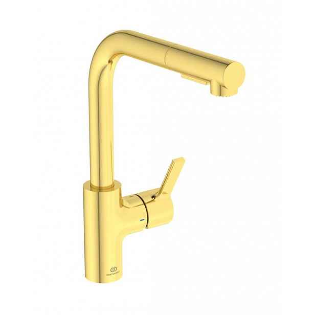 Ideal Standard Gusto - Dřezová baterie s výsuvnou sprškou, kartáčované zlato BD420A2