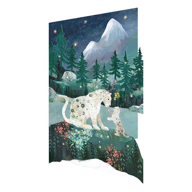Přání s vánočním motivem v sadě 5 ks Snow Leopard  – Roger la Borde