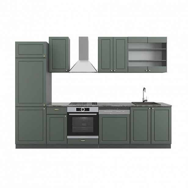 Vicco KUCHYŇSKÝ KOUT Fame-Line Zeleno-zlatá Country House/Anthracite 300 cm bez pracovní desky