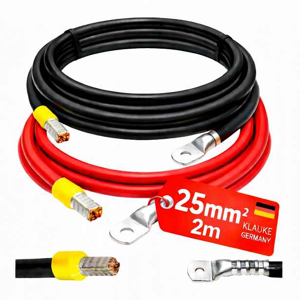 200 cm Kabel pro akumulátory a inventář Lgy 25/8 Germany 2x25 mm2-2 m