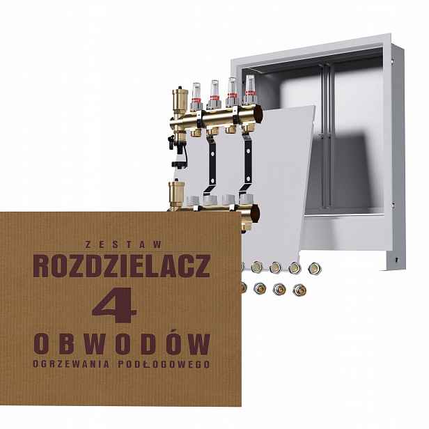 Rozdělovač pro podlahu 4 okruhy podomítková skříňka spojky Pex