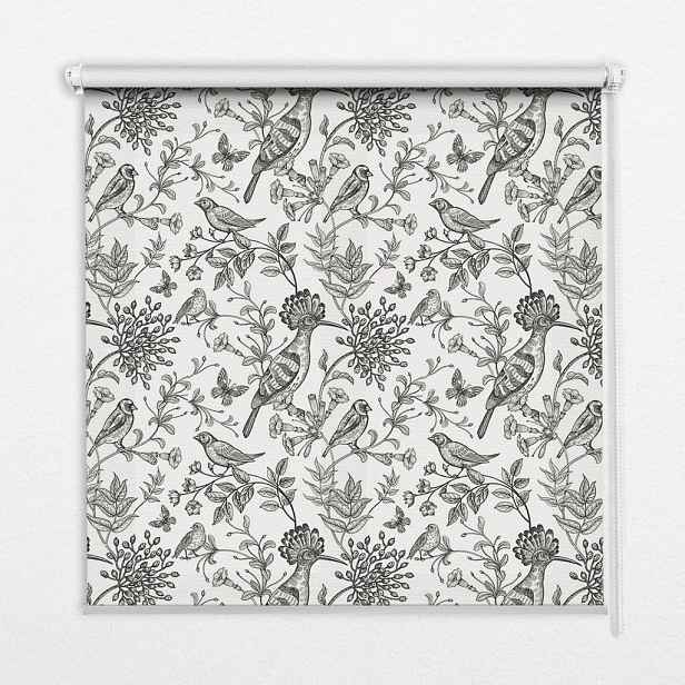TULUP VNITŘNÍ roleta - okenní roleta - roleta - 80x140 cm - Kreslení ptáci a rostliny