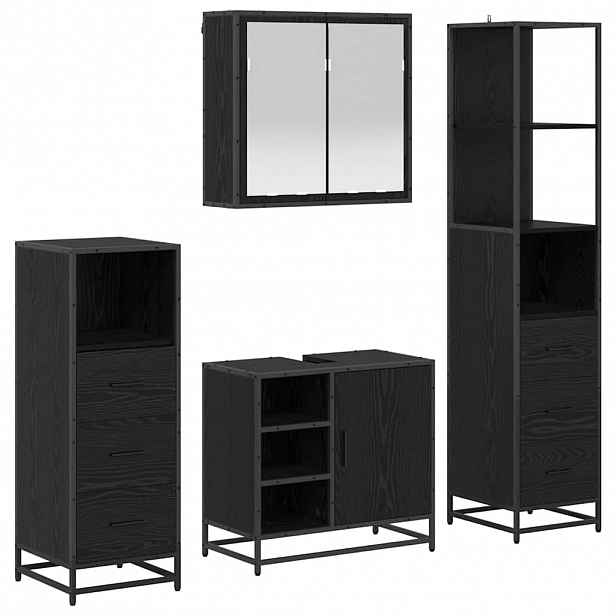 vidaXL Sada koupelnového nábytku 4 ks Černý dub 65 x 33 x 60 cm
