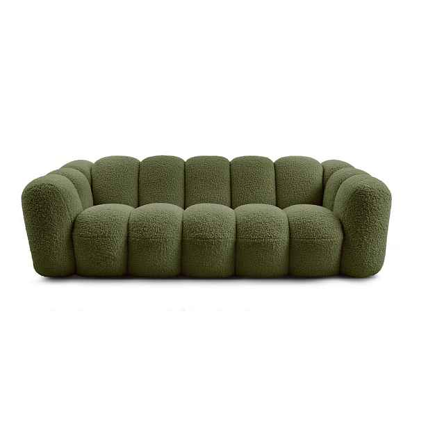 Zelená pohovka z textilie bouclé 232 cm Hippolyte – Bobochic Paris