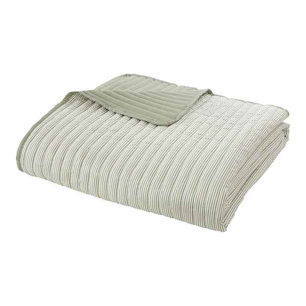 Zelený prošívaný přehoz 220x230 cm Stripe – Catherine Lansfield