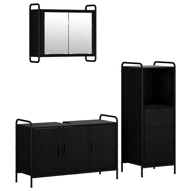 vidaXL Sada koupelnových skříněk 3 ks Černý dub 40 x 36 x 109,5 cm