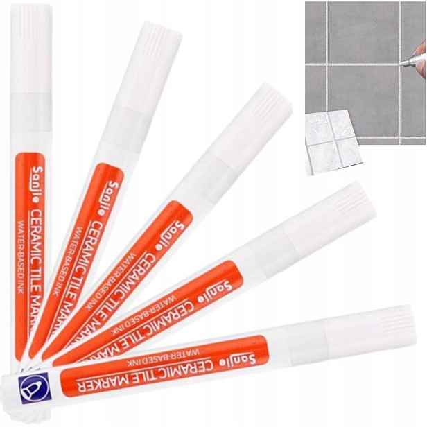 5 x Bílý značkovač na spáry Voděodolný pro renovaci kuchyňských dlaždic