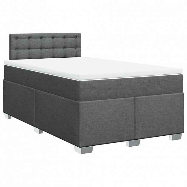 vidaXL Box spring postel s matrací tmavě šedá 120x200 cm textil