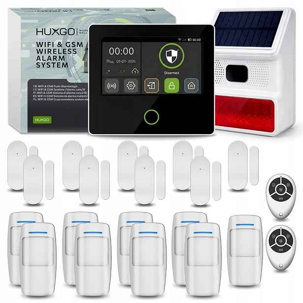Bezdrátový alarm WiFi Gsm 4G s Tuya, Huxgo HXA502 B venkovní siréna