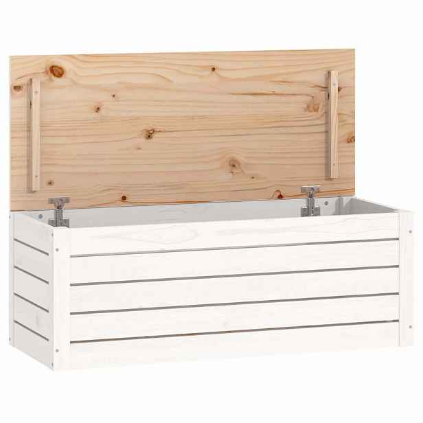 vidaXL Úložný box bílý 89x36,5x33 cm masivní borové dřevo