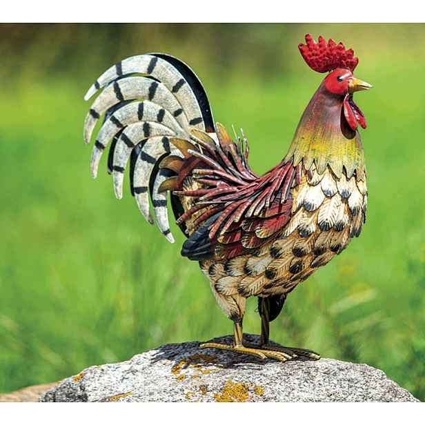 Zahradní Terasová Figurka Kovový Kohout