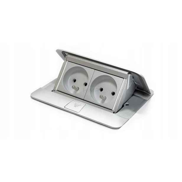 Zásuvka pro pracovní desku Aluminium Popup vybavená 054011