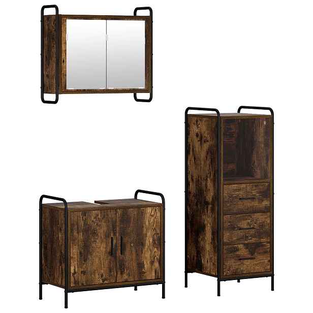 vidaXL Sada koupelnových skříněk 3 ks Kouřový dub 40 x 36 x 109,5 cm