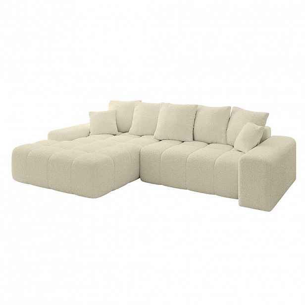 ALTDECOR ROHOVÁ SEDACÍ SOUPRAVA s otomanem vlevo ENSI-L – 267 × 164 × 69 cm, krémová