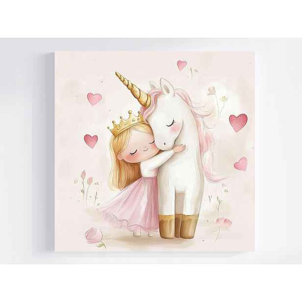 Obraz Na Plátně Plátno Pohádka Dívka Princezna Jednorožec 50x50