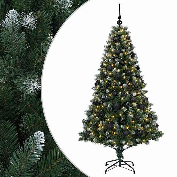 vidaXL Umělý vánoční stromek s baňkami 240 cm 300 LED Teplá bílá