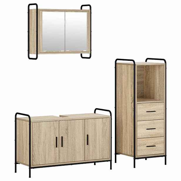vidaXL Sada koupelnových skříněk 3 ks Dub sonoma 40 x 36 x 109,5 cm