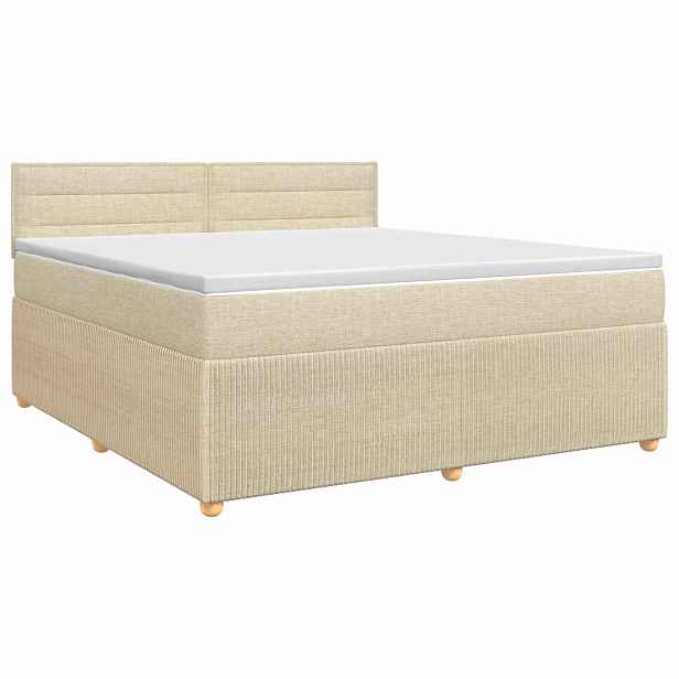 vidaXL Postel boxspring s matrací s čelo Krémová 140 x 190 cm Textil