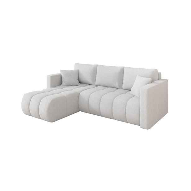 ALTDECOR ROHOVÁ SEDAČKA s funkcí spaní, otoman vlevo GARD-L 226x146x85 bílá bouclé