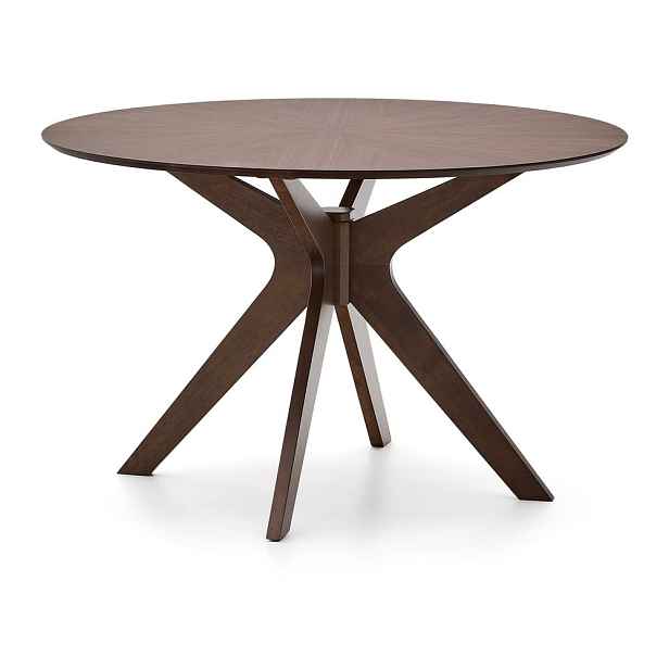 Kulatý jídelní stůl s deskou v dekoru ořechového dřeva ø 120 cm Naanim – Kave Home